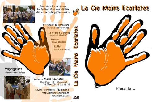 Jaquette pour le DVD de la Cie Mains Ecarlates